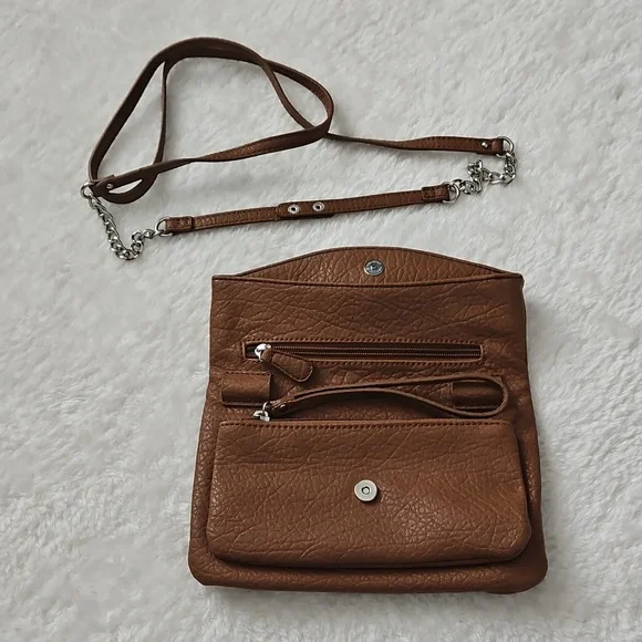 Nine West Crossbody Purse Convertible Wristlet Bag Brown Detachable Strap - Picture 5 of 12